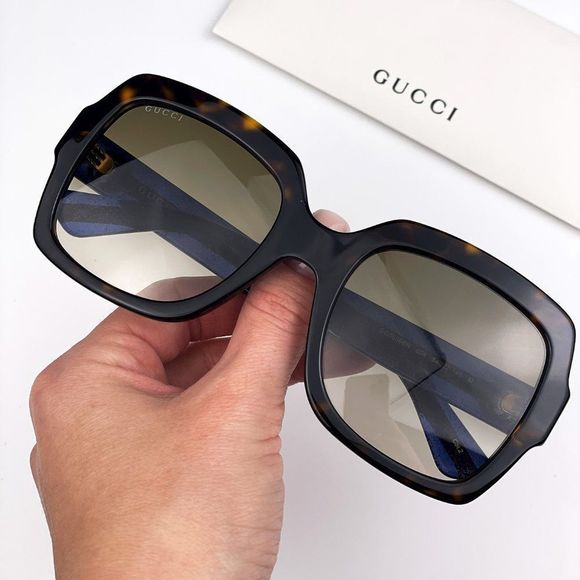 ? Gucci GG0036SN 004 Sunglasses Havana Blue Brown Gradient Square Women main image 10